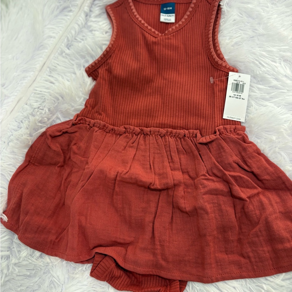 Old Navy Rust Red Ribbed Tank Dress